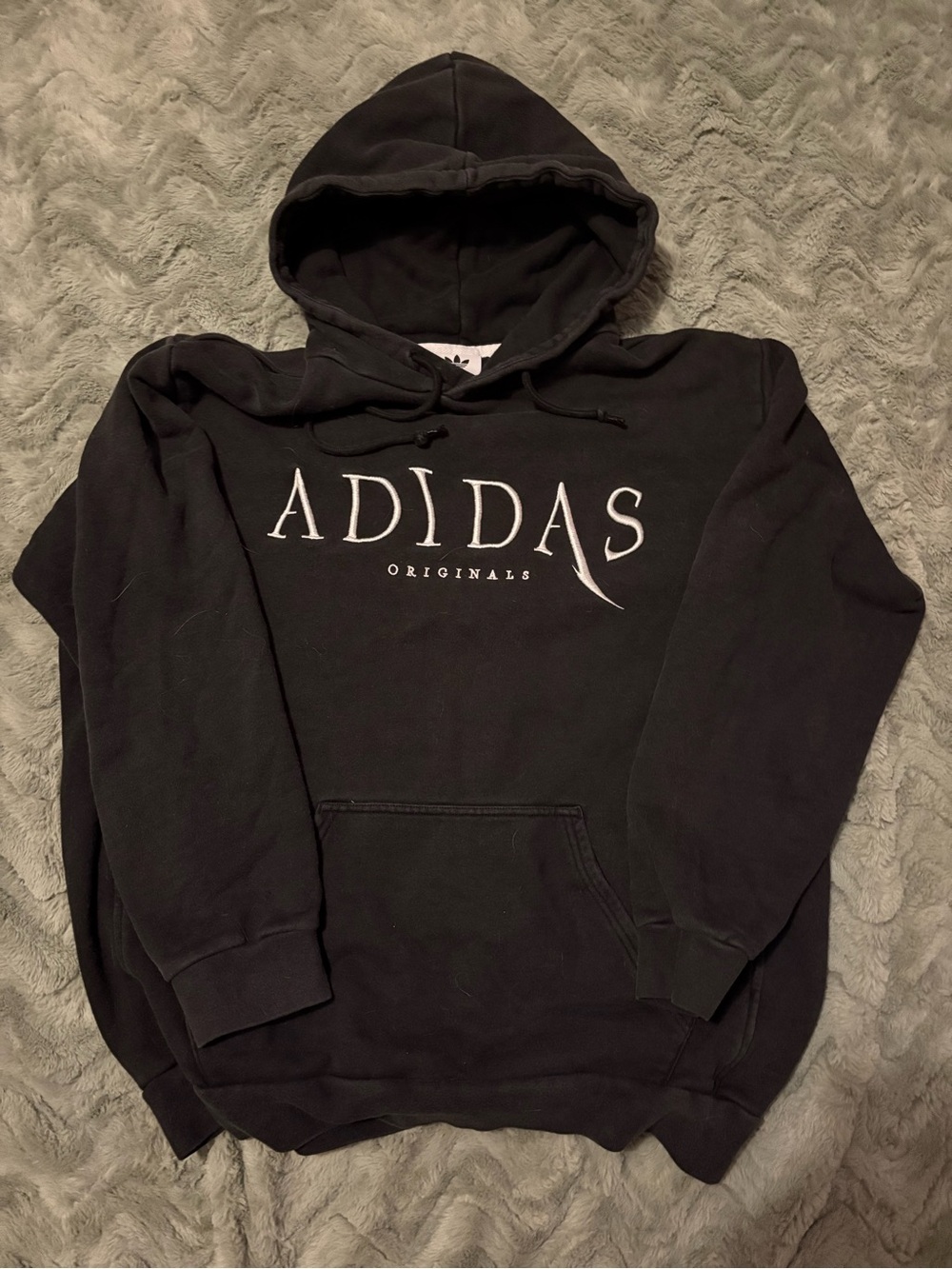 adidas Black Originals Pullover Hoodie with White Logo